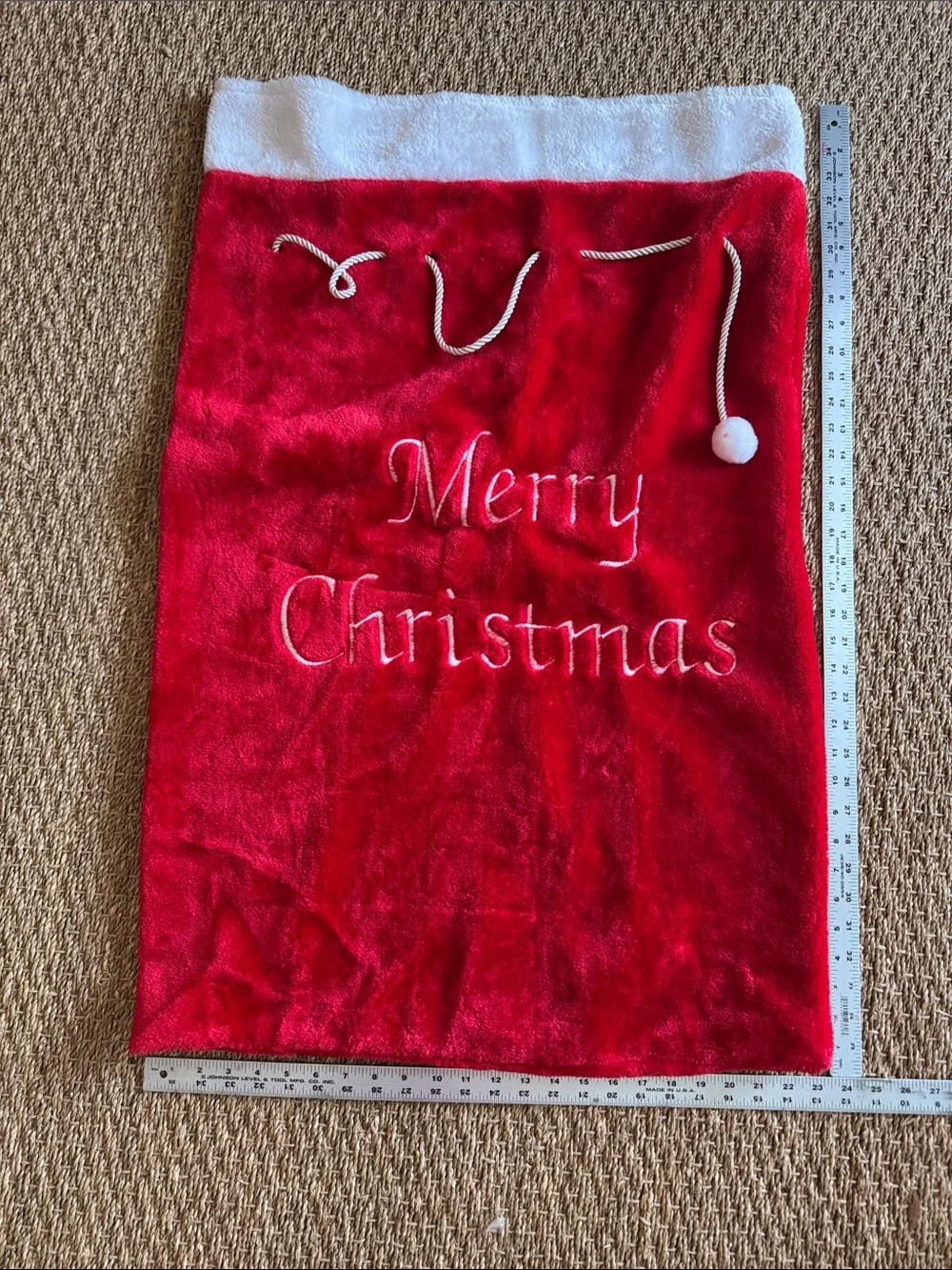 Merry Christmas Red Velvet Holiday Gift Sack 24 x 36 inch